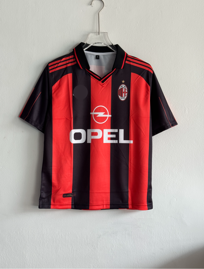 ACMILAN 2001-02 HOME KIT MALDINI FIVESLEEVE POLO
