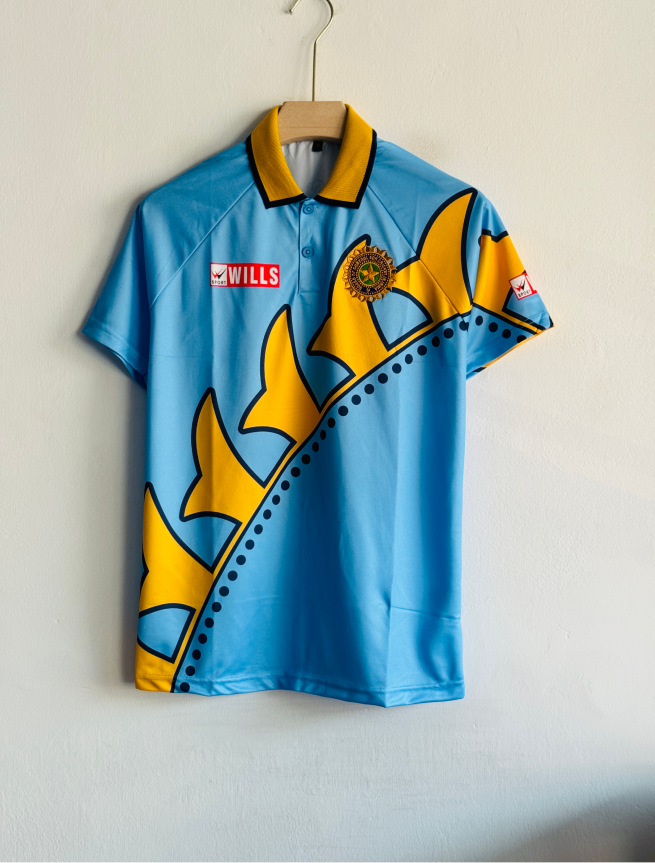 INDIA 1999 WORLD CUP KIT TENDULKAR POLO EMBROIDERY PREMIUM (L)