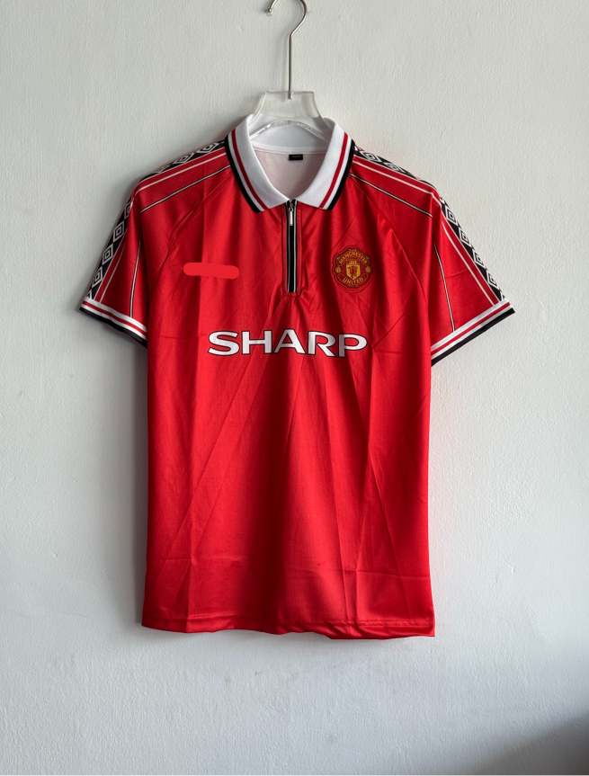 MANCHESTER UNITED 1998-99 HOME KIT BECKHAM POLO EMBROIDERY PREMIUM (S)
