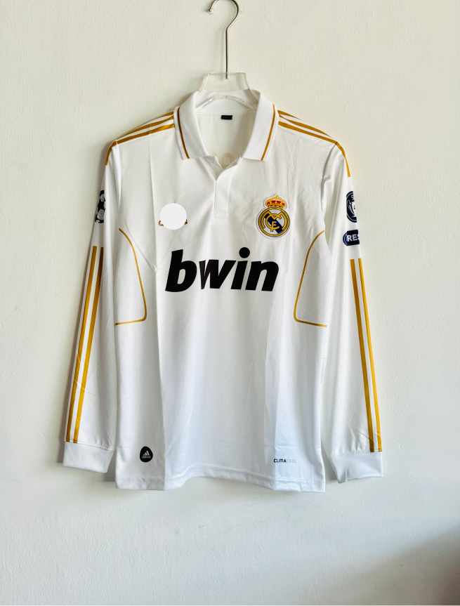 REAL MADRID 2011-12 HOME KIT RONALDO FULLSLEEVE POLO EMBROIDERY PREMIUM (M)