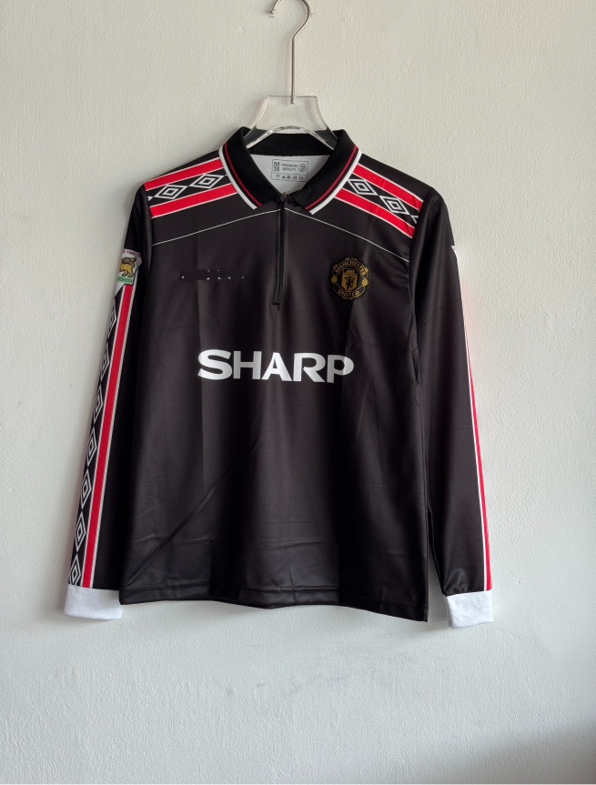 MANCHESTER UNITED 1998-99 THIRD KIT BECKHAM FULLSLEEVE POLO EMBROIDERY (S)
