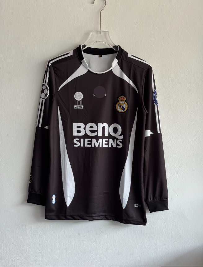 REAL MADRID 2006-07 AWAY KIT BECKHAM FULLSLEEVE POLO EMBROIDERY PREMIUM (M)