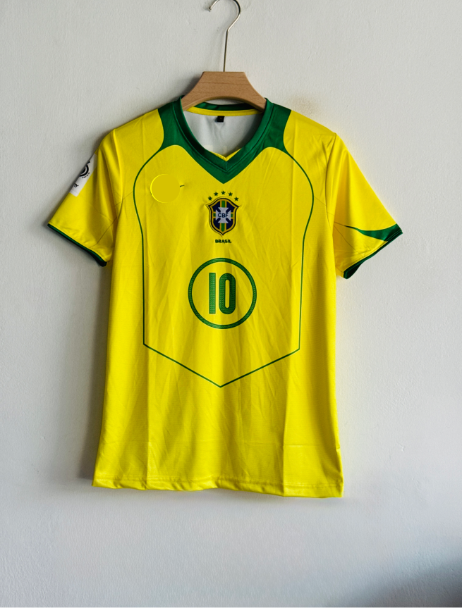 BRAZIL 2004 HOME KIT RONALDINHO EMBROIDERY PREMIUM (M)